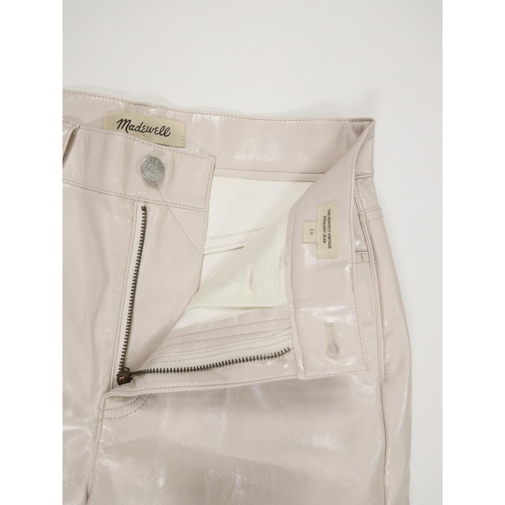 Quiet Luxury Faux Leather Coated Straight Jeans Madewell Perfect Vintage 26 NWT - Picture 6 of 16